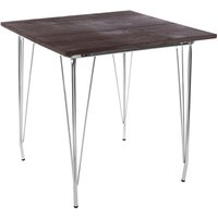 Pherkad Square Wooden Dining Table With Chrome Metal Legs