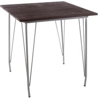Pherkad Square Wooden Dining Table With Grey Metal Legs