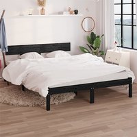 Phyre Solid Pinewood Double Bed In Black