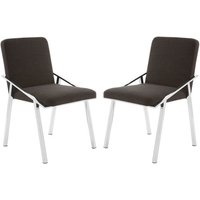 Markeb Black Fabric Dining Chairs With Silver Frame In A Pair