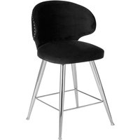 Markeb Upholstered Black Velvet Bar Stool With Silver Frame
