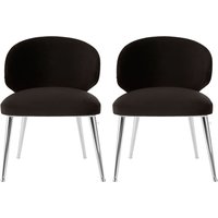 Markeb Black Velvet Dining Chair With Silver Frame In A Pair