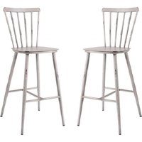 Piper Vintage White Outdoor Aluminium Bar Chairs In Pair