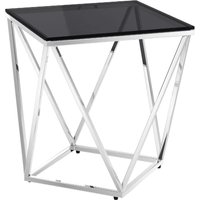 Pittsburgh Smoked Glass Side Table With Stainless Steel Frame