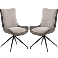 Plano Grey Fabric Dining Chairs With Black Legs In Pair