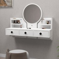 Polina Wooden Wall Mounted Dressing Table with Mirror in White