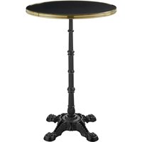 Pontiac 60cm Gold Rim Wooden Bar Height Table In Black