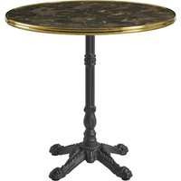 Pontiac 60cm Gold Rim Wooden Bistro Table In Black Marble Effect