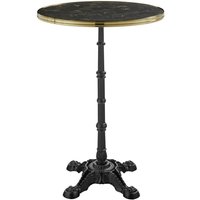 Pontiac 70cm Gold Rim Wooden Bar Height Table In Black Marble