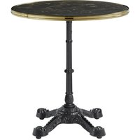 Pontiac 70cm Gold Rim Wooden Bistro Table In Black Marble