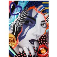Pop Art Lady Picture Canvas Wall Art In Multicolor