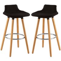 Porrima Black Fabric Seat Bar Stools In Pair