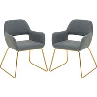 Porrima Grey Fabric Dining Chairs With Gold Base In A Pair