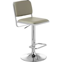 Porrima Light Grey Leather Seat And Chrome Base Bar Stool