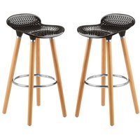 Porrima Matte Black Plastic Seat Bar Stools In Pair