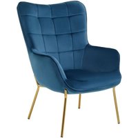 Porrima Velvet Upholstered Armchair In Blue