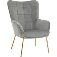 Porrima Velvet Upholstered Armchair In Grey