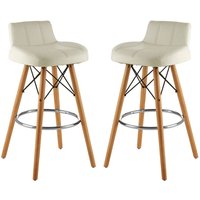 Porrima White Faux Leather Effect Bar Stools In Pair
