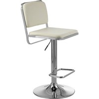 Porrima White Leather Seat And Chrome Base Bar Stool