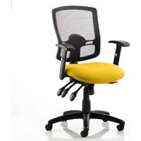 Portland III Black Back Office Chair With Senna Yellow Seat