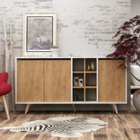 Prava Wooden Sideboard with 3 Doors in White and Oak