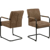 Preston Light Brown Fabric Dining Chairs In Pair