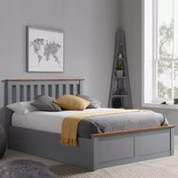 Preswick Wooden Ottoman Storage Double Bed in Pearl Grey