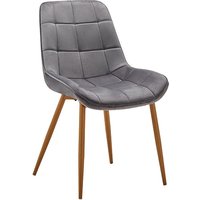 Primo Fabric Dining Chair In Grey With Oak Legs