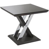 Prisca Black Glass End Table With Wooden And Chrome Base