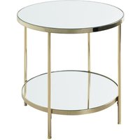 Pulaski Large Mirrored Round End Table With Brass Frame