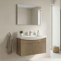 Purus 1000mm Wooden Wall Mounted Bathroom Furniture Set in Oak