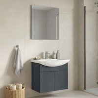 Purus 650mm Wooden Wall Mounted Bathroom Furniture Set with 2 Doors in Matte Anthracite
