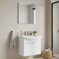 Purus 650mm Wooden Wall Mounted Bathroom Furniture Set with 2 Doors in White