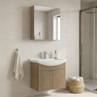 Purus 650mm Wooden Wall Mounted Bathroom Furniture Set with 4 Doors in Oak