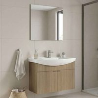 Purus 800mm Wooden Wall Mounted Bathroom Furniture Set with 2 Doors in Oak