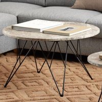 Putnam Marble Coffee Table With Black Legs In Grey Brown