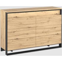 Qesso Wooden Chest Of 6 Drawers In Artisan Oak With LED