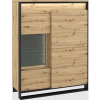 Qesso Wooden Display Cabinet 2 Doors In Artisan Oak With LED