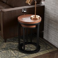 Qimera Round Acacia Wood Nest Of 2 Tables