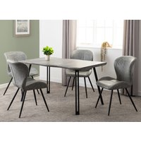 Qinson Concrete Effect Dining Table With 4 Chairs In Grey