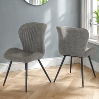 Qinson Grey Faux Leather Dining Chairs In Pair