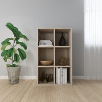 Quena Wooden Bookcase With 6 Compartments In Sonoma Oak