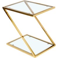 Quin Clear Glass Lamp Table With Gold Stainless Steel Frame