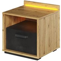 Quincy Kids Wooden Bedside Cabinet In Artisan Oak And LED