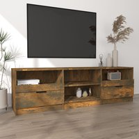 Qusay Wooden TV Stand With 2 Drawers In Smoked Oak