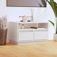 Qwara Pine Wood TV Stand With 2 Drawers In White