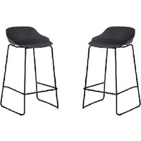 Racco Dark Grey Plastic Bar Stools With Metal Legs In Pair