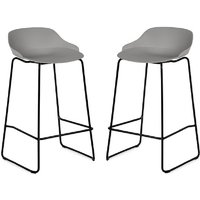 Racco Light Grey Plastic Bar Stools With Metal Legs In Pair