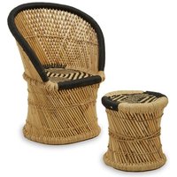 Radford Kids Bamboo Chair And Stool In Natural And Black