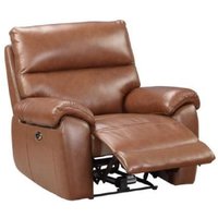 Radford Leather Electric Recliner 1 Seater Sofa In Saddle